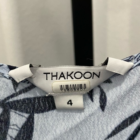 Thakoon Collective Leaf A-Line Midi Dress Floral Blue Womens Size 4 Rose Print - Picture 4 of 9